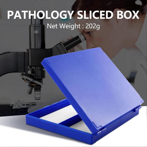Royal Blue Plastic Rectangle Hold 100 Microslide Slide Microscope Box 1