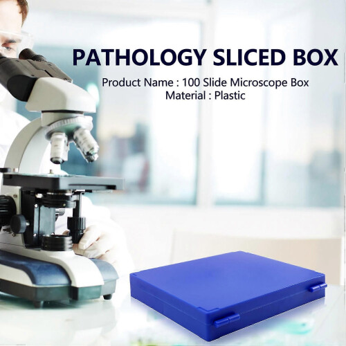 Royal Blue Plastic Rectangle Hold 100 Microslide Slide Microscope Box 2