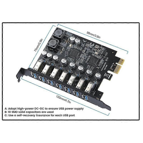Προσαρμογέας Pci Express USB 3.2 Pci E σε 7 θύρες Κάρτα επέκτασης USB3 2