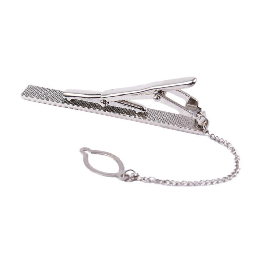 Herr Slipsklämma i Silver Krom Rostfritt Stål 6CM Standard 1