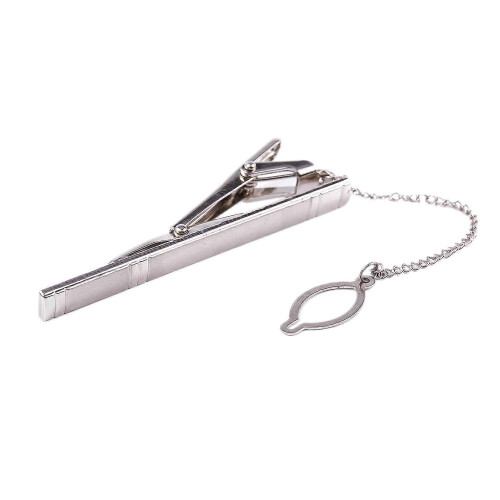 Herr Slipsklämma i Silver Krom Rostfritt Stål 6CM Standard 2