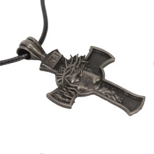 Collana con ciondolo a croce vintage in acciaio inossidabile ipoallergenico, collana con Cristo compatibile