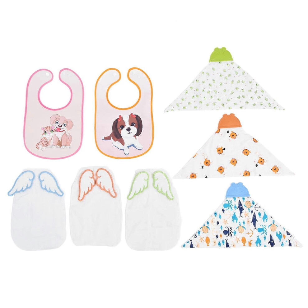 Baby Bibs Three Dimensional Adjustable Size Silicone Molars Organic Cotton Teething Bibs