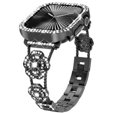 Black Apple Watch Band 40mm for Women, Elegant Diamond Stainless Steel Replacement Bracelet Compatible with Series 6 5 4 SE