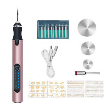 Cordless Electric Nail Engraving Pen Rechargeable Nail Art Grinding Kit Gold Engraving