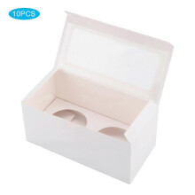 Confezione da 10 scatole per cupcake con finestra a 2 fori, compatibili con vetrine per muffin e matrimoni.