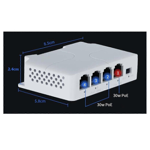 1 τεμάχιο 4 θυρών 1 έως 3 θυρών PoE Extender Παθητικό Cascadable IEEE802.3Af 2