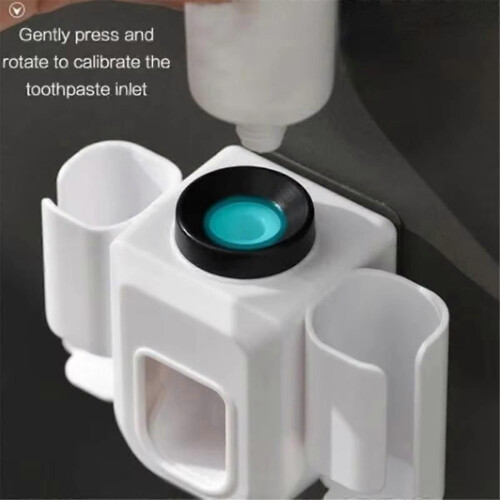 Toothbrush Holder Wall-Mounted with Double Slots, Toothpaste Dispenser and Squeezer Set,Bathroom Or 1