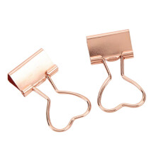 10Pcs Binder Clips Love Shape Rose Gold Clamping Force Tight Manganese Steel Sheet Material Paper Clips