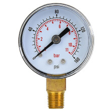 1/8" BSPT Mechanical Pressure Gauge, Bottom Connection for Air, Oil, Water (0-160 psi, 0-11 bar)