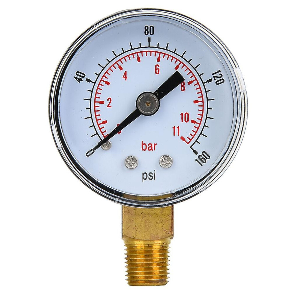 1/8" Bspt Mechanical Pressure Gauge, Bottom Connection For Air, Oil, Water (0-160 Psi, 0-11 Bar) 9409192959997