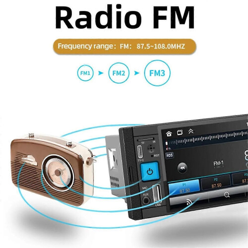 Autoradio con CarPlay, Android Auto, lettore MP5 con Bluetooth, MirrorLink, ricevitore FM e sistema 2