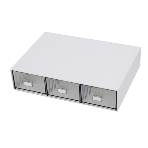 Desktop Drawer Organizer Waterproof Dustproof Plastic DIY Combination Multi Layer Stackable Drawer Storage Case Striped White 3 Drawers