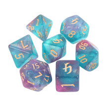 Set di 7 dadi poliedrici in acrilico, 2 colori, impermeabili, resistenti all'usura e allo scolorimento,