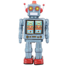 Robot giocattolo in metallo, stile retrò, elettrico, con figure rotanti, modello per adulti, regalo