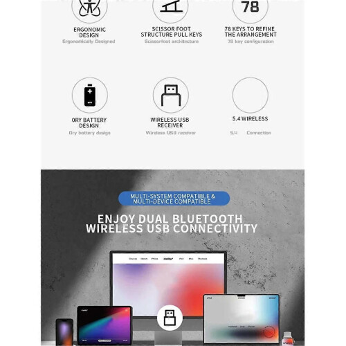 Ασύρματο μίνι πληκτρολόγιο trackball, πληκτρολόγιο Bluetooth 78 πλή 1