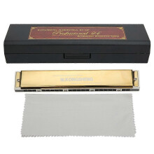 24-gaats tremolo mondharmonica, blaasinstrument, geschikt voor beginners en kinderen, cadeau, goudkleurige