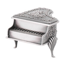Piano Shape Rose Carved Zinc Alloy Jewelry Box