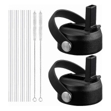 2 kpl pillikorkkia leveäsuuiseen 12oz 18oz 32oz 40oz 64oz, joustavalla kahvalla, vaihtokorkki pillit