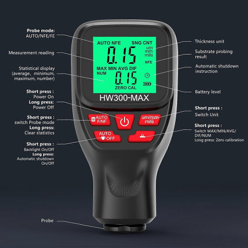 HW300-MAX Lakdiktemeter, universele auto-accessoires 1