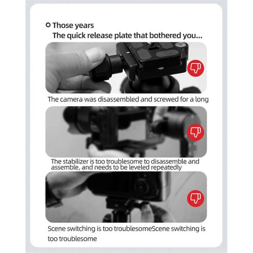 Claw Quick Releae Plate Mount 1/4inch Tripod Base Mount Gimbal Quick Switch System for DSLR Camera 2