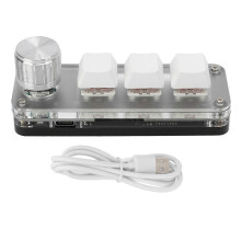 Mini White Mechanical Gaming Keyboard 3 Keys One-Handed Programmable for Office Games Music Industrial Control