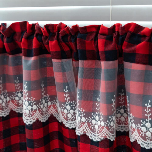Buffalo Rutig Gardinkappa Polyester Bomull 1