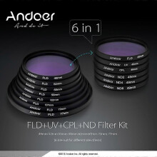 Andoer 67mm UV+CPL+FLD+ND(ND2 ND4 ND8) Photography Filter Kit Set Ultraviolet Circular-Polarizing Fluorescent Neutral Density Filter for DSLRs
