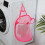 Foldable Laundry Bag, Collapsible Laundry Basket, Large Mesh Laundry Hamper, Bathroom Wall Mounted with Hook, Pink Cat Pattern 1