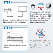 USB to Optical Audio Adapter, USB A to SPDIF Sound Card Optical Output for for for Laptop Computer