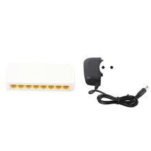 8 Port Ethernet Switch, Quiet Operation, Plug and Play RJ45 LAN Splitter for Home and Office, EU Plug 100-240V
