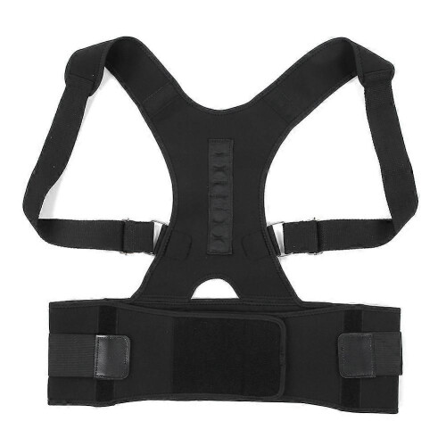 Unisex Magnet Posture Corrector Brace Back Spine Support Hunchback Correction BeltBlack M 1