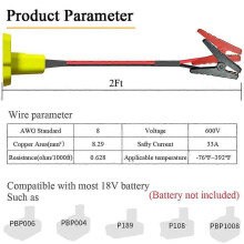 Cables Adapter for Ryobi 18V Battery,8AWG 2FT Portable Battery Jump Starter Automotive Booster Cables Power for Car Jump
