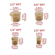 24 Pcs Hexagonal Tube Plug Car Oil Pipe Plugs Oil Plug Accessories 1/8 1/4 3/8 1/2 NTP Internal Thread Brass Plug