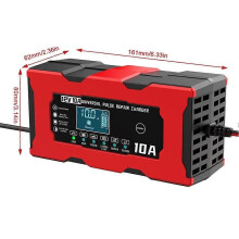 12V 10A Smart Battery Charging 14.6V 10A Iron Lithium Charger Car Battery Charger Digital LCD Display Pulse Repair EU