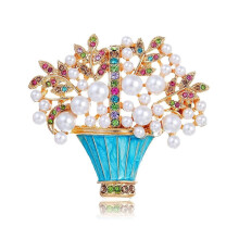 Rhinestone Flower Basket Brooch for Women Colorful Crystal Flower Basket Brooch Pin