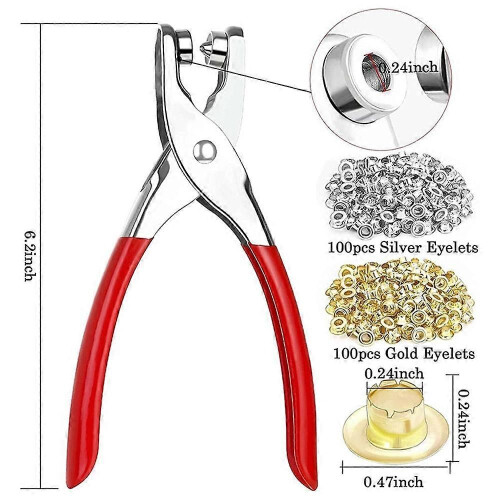 Kit di pinze per occhielli da 1/4 di pollice (6 mm) da 401 pezzi, kit di attrezzi per occhielli con 1