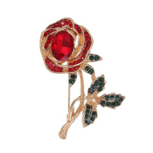 Retro Rose Flower Brooch Pins for Women Crystal Lapel Pins Elegant Cubic Zirconia Crystal Rhineston