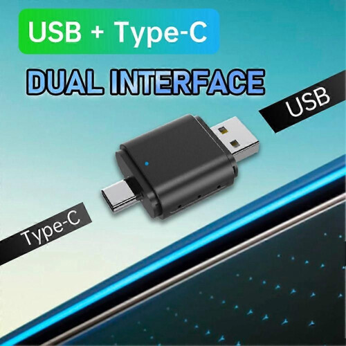 Adattatore wireless 2 in 1 per Carplay e Android Auto, Smart AI Box Dongle, supporto USB e Type-C, adattatore