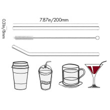 12PCS Reusable Clear Glass Straws Shatter Glass Drinking Straw 6 Straight and 6 Bent with 4 Cleaning Brushes