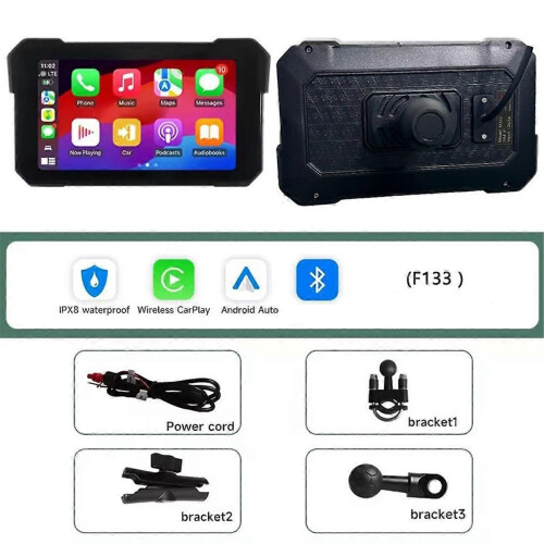 5inch Motorcycle Portable Navigation Wireless Carplay for Android Auto Multimedia Player Waterproof 1