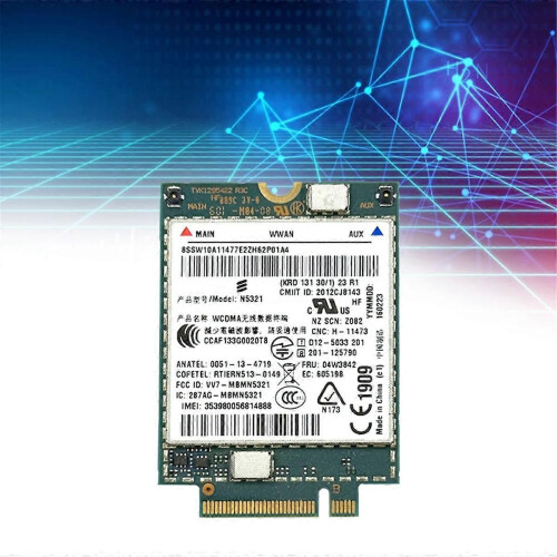 Κάρτα ασύρματης κάρτας N5321 04W3842 3G Module WWAN, η οποία υποστηρίζει πολλαπλά συστήματα 2