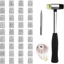 32 Pcs Leather Letter Stamps Kit, Metal Leather Stamping Tools with 32 Patterns for DIY Leathercraft