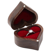 Heart-Shaped Ring Box Wooden Ring Jewelry Box Romantic Wedding Ring Holder Engagement Ring Box Proposal Anniversary,A
