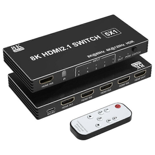 Διακόπτης 5 σε 1 με έξοδο HDMI συμβατός με 2.1, διακλαδωτής 8
