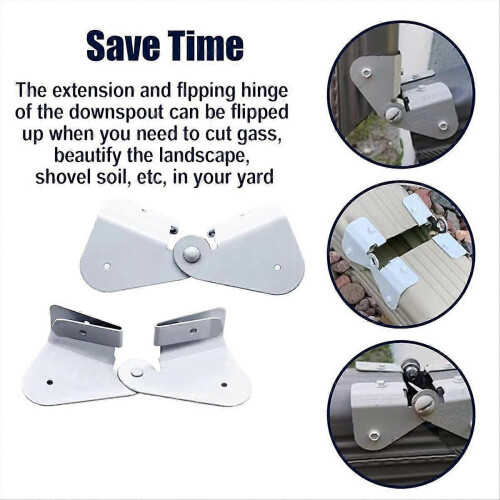 4 Pack Gutter Downspout Extensions Gutter Hinges Downspout Extension for Rectangle or Square Downspout 2