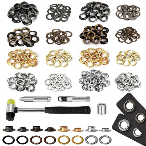 120 set di kit di strumenti per occhielli da 1/2 pollice, 2 altezze di kit di occhielli, occhielli e