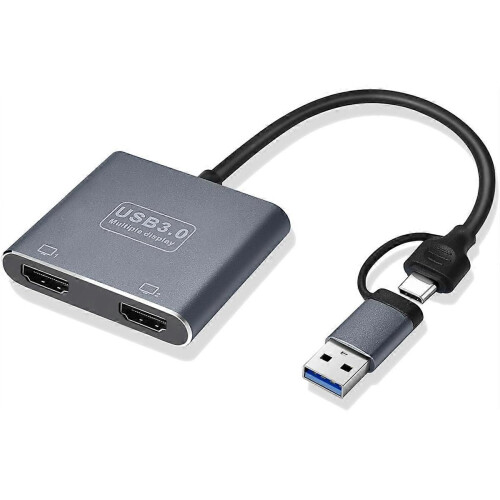 Προσαρμογέας συμβατός με USB 3.0 ή USB C για διπλές οθόνες, προ