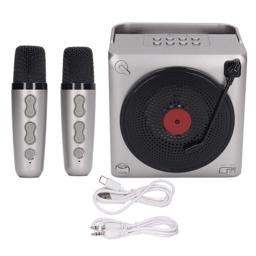 Karaokemachine met dubbele microfoon, draagbare LED- en Bluetooth-luidspreker, geschikt voor verjaardagsfeesten