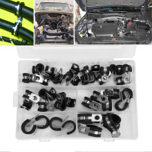 52pcs R-Type Pipe Clamp Assortment Kit Rubber Cushion Clips 5 Sizes 1/4in 3/8in 1/2in 5/8in 5/16in